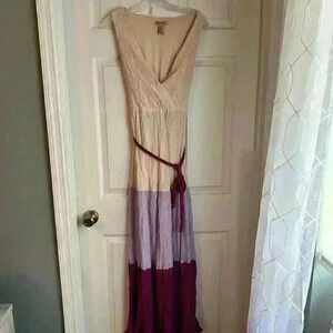 Flying Tomato Purple Lilac Cream Colorblock Maxi Dress sz M